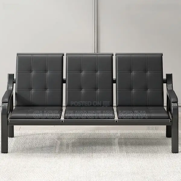 Sofas: 5-Seater Black Pleather Sectional Sofa Set