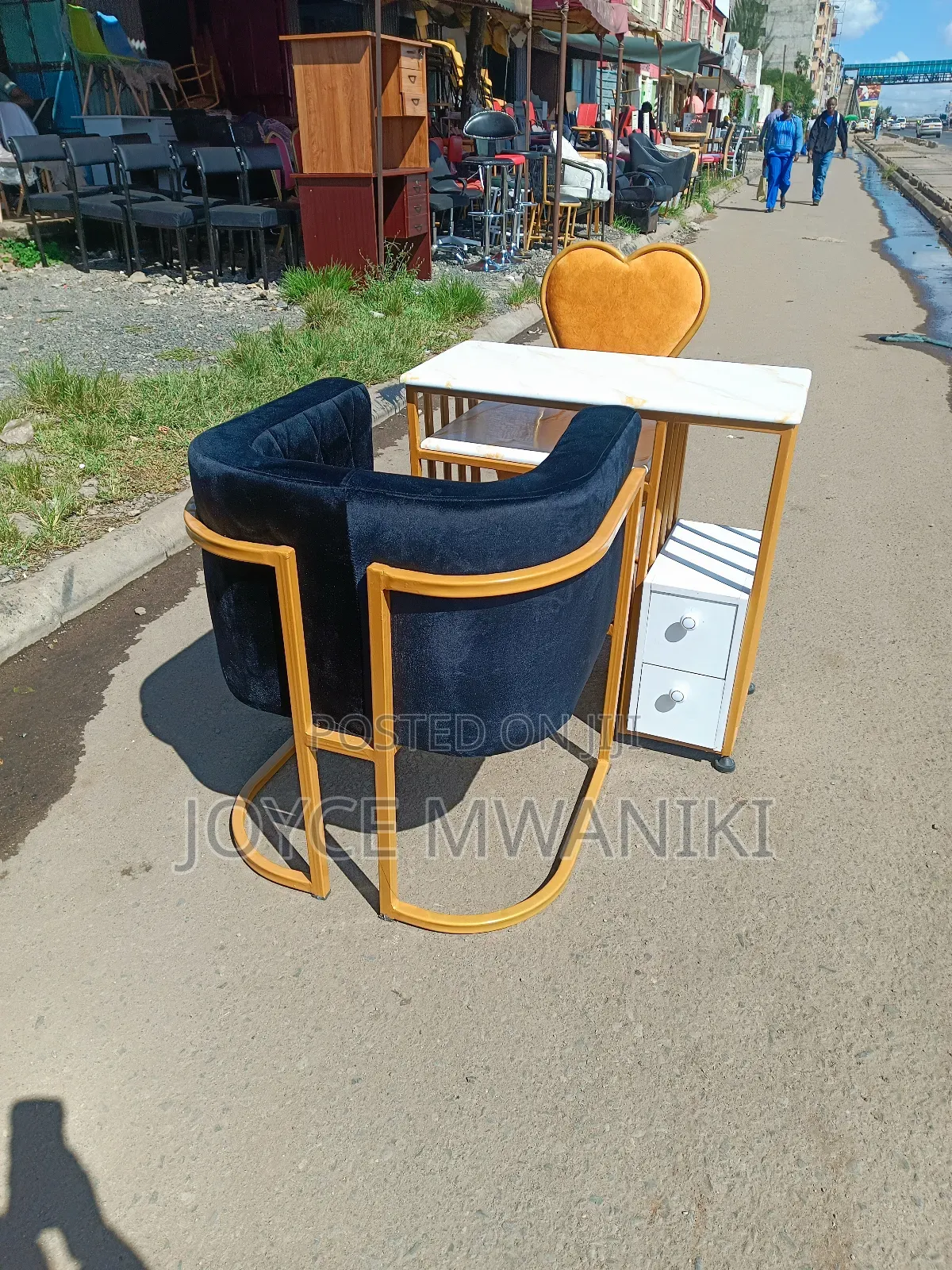 Manicure Set, Black and Gold Plus Marble Table 