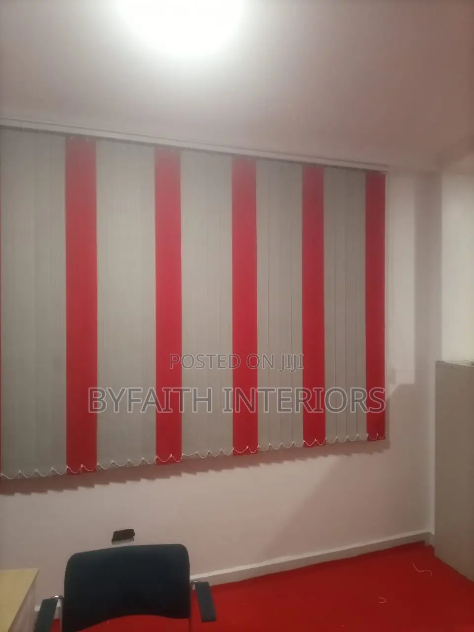 Red and Light Grey Blinds