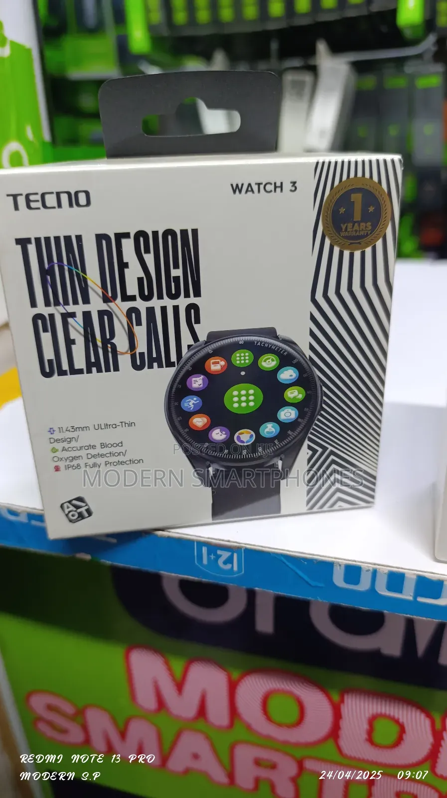 Tecno TSP-W03 Watch 3 Smart Watch, 1.39′′ Ip68 Bluetooth