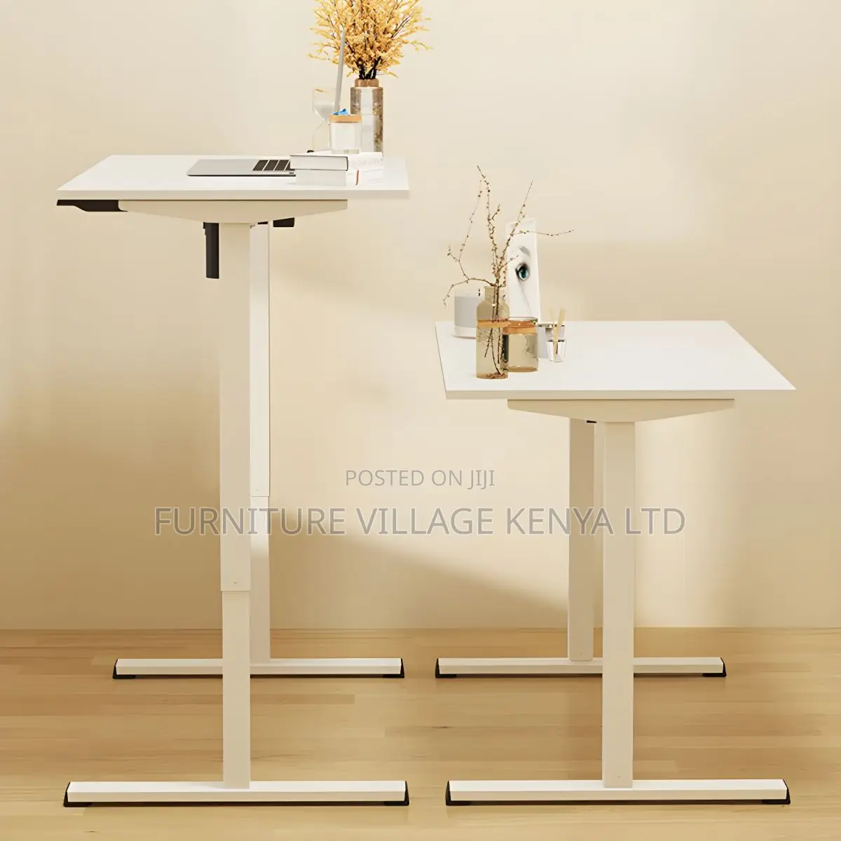 Office Desk:120cm Height-Adjustable Worktop With Steel Frame