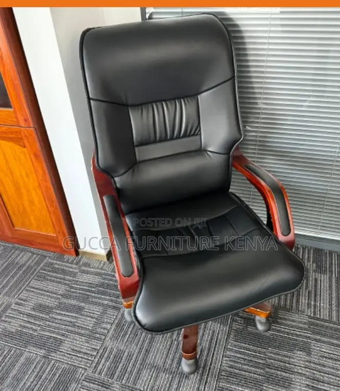 Office Chair: Plush Executive Office Seating With Wood Arms