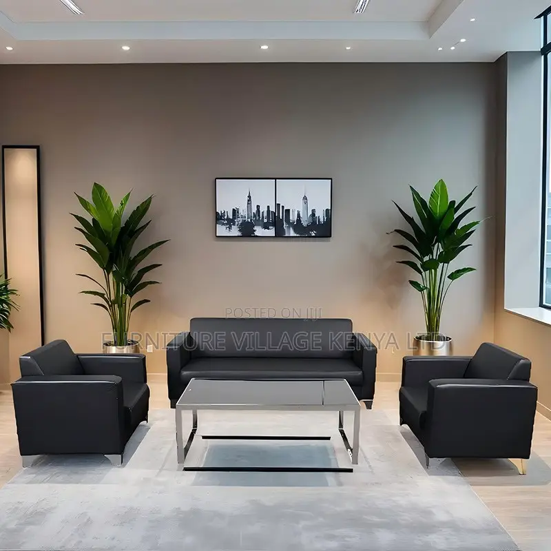 Sofas:Office Simple Leather Sofa for Lobby or Waiting Area