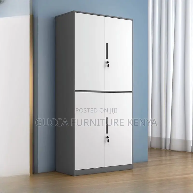 Office Cabinet: Gray Office Storage Unit With 04-Doors