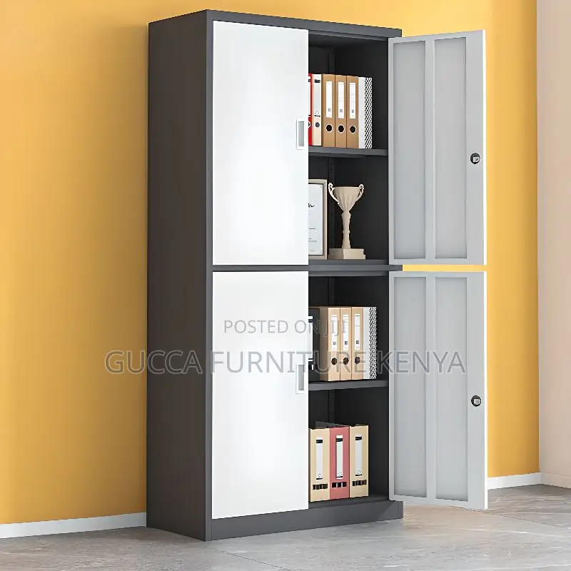 Office Cabinet: Gray Office Storage Unit With 04-Doors
