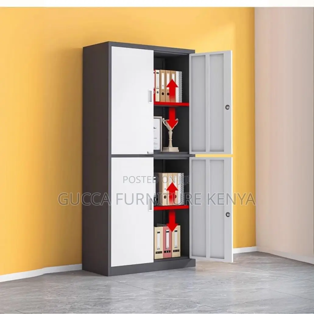 Office Cabinet: Gray Office Storage Unit With 04-Doors