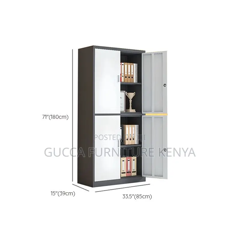 Office Cabinet: Gray Office Storage Unit With 04-Doors
