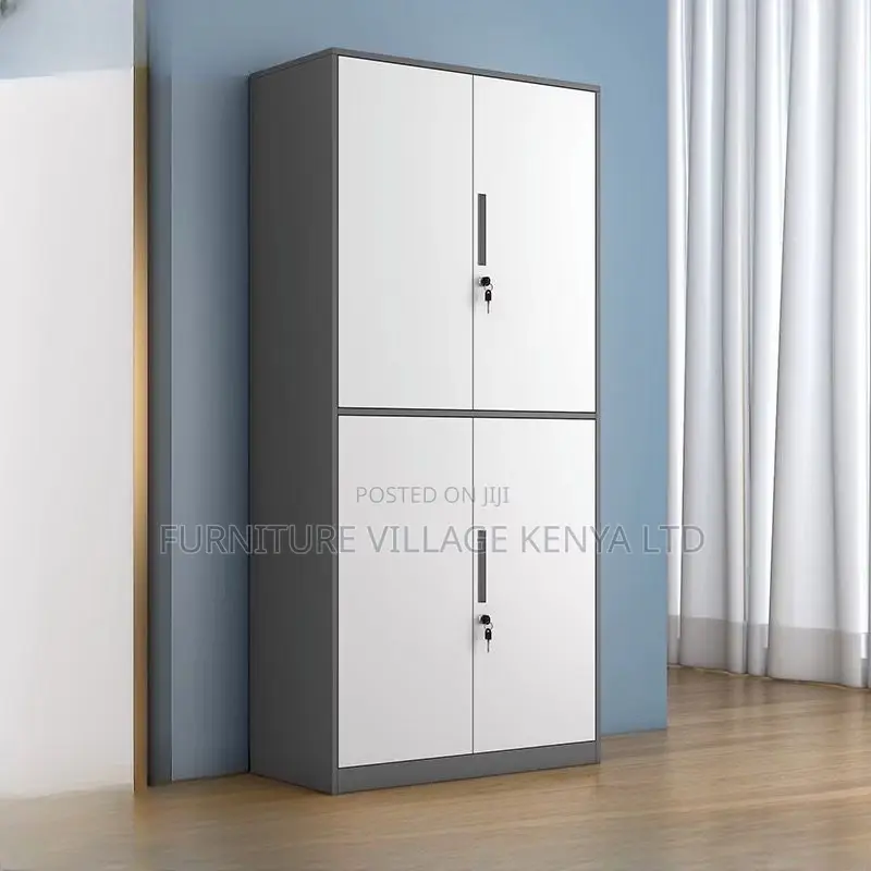 Cabinets:Office Gray 4-Door Storage Cabinet Steel Frame