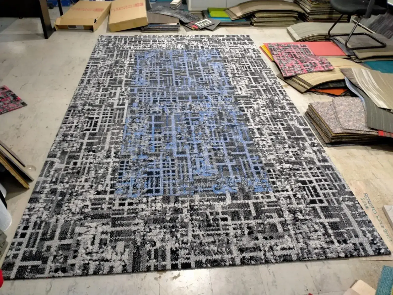 Blue/Grey Matrix Carpet Tiles