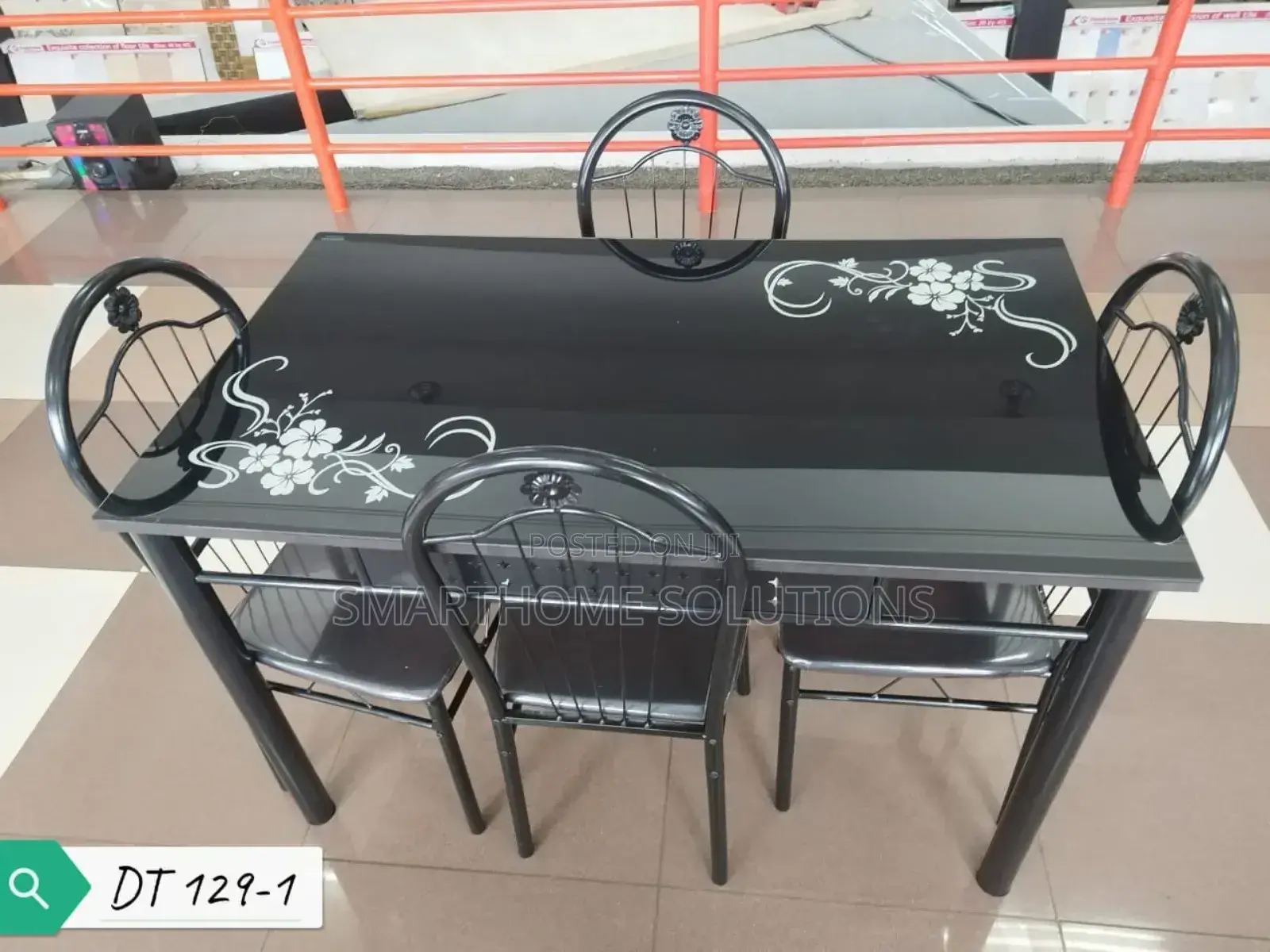 Black 4 Sitter Home Dining Table Set