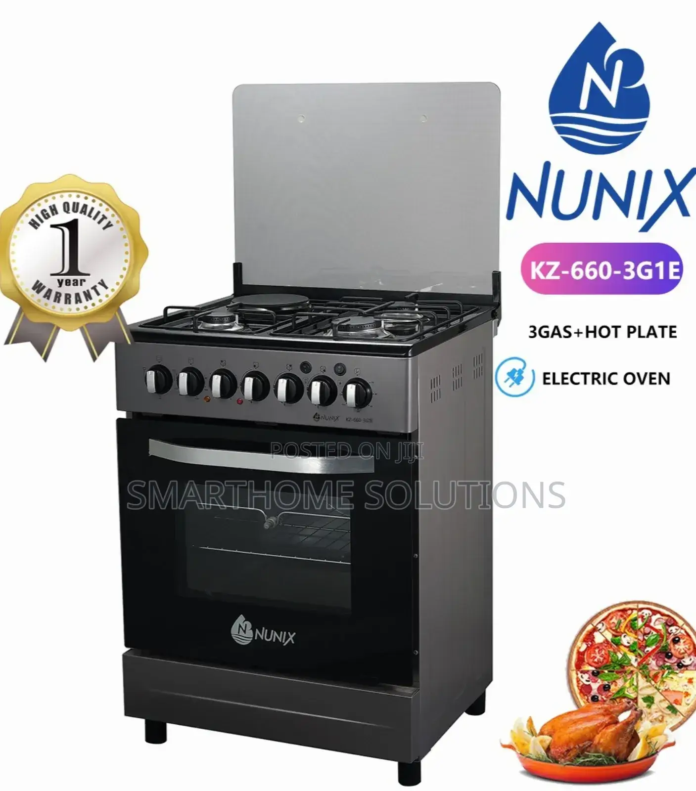 Nunix 3gas+1electric 60*60cm Free Standing Cooker