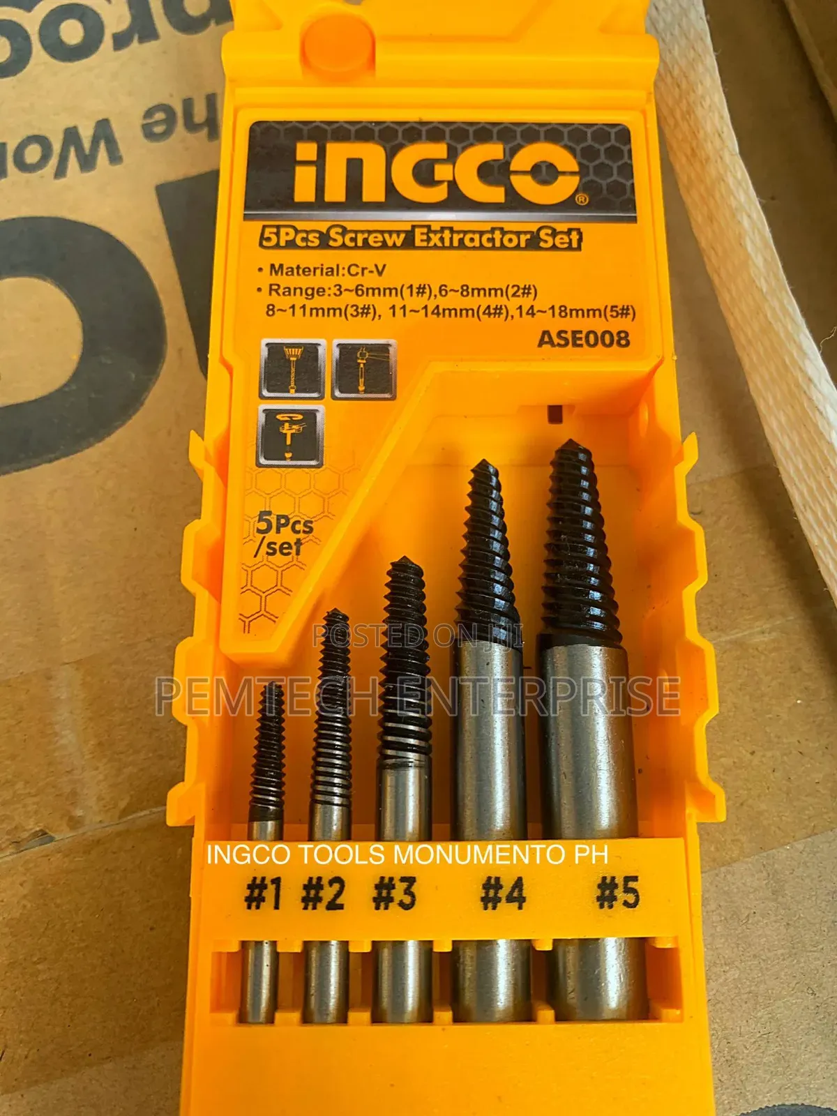 5pcs Ingco Screw Extractor Set