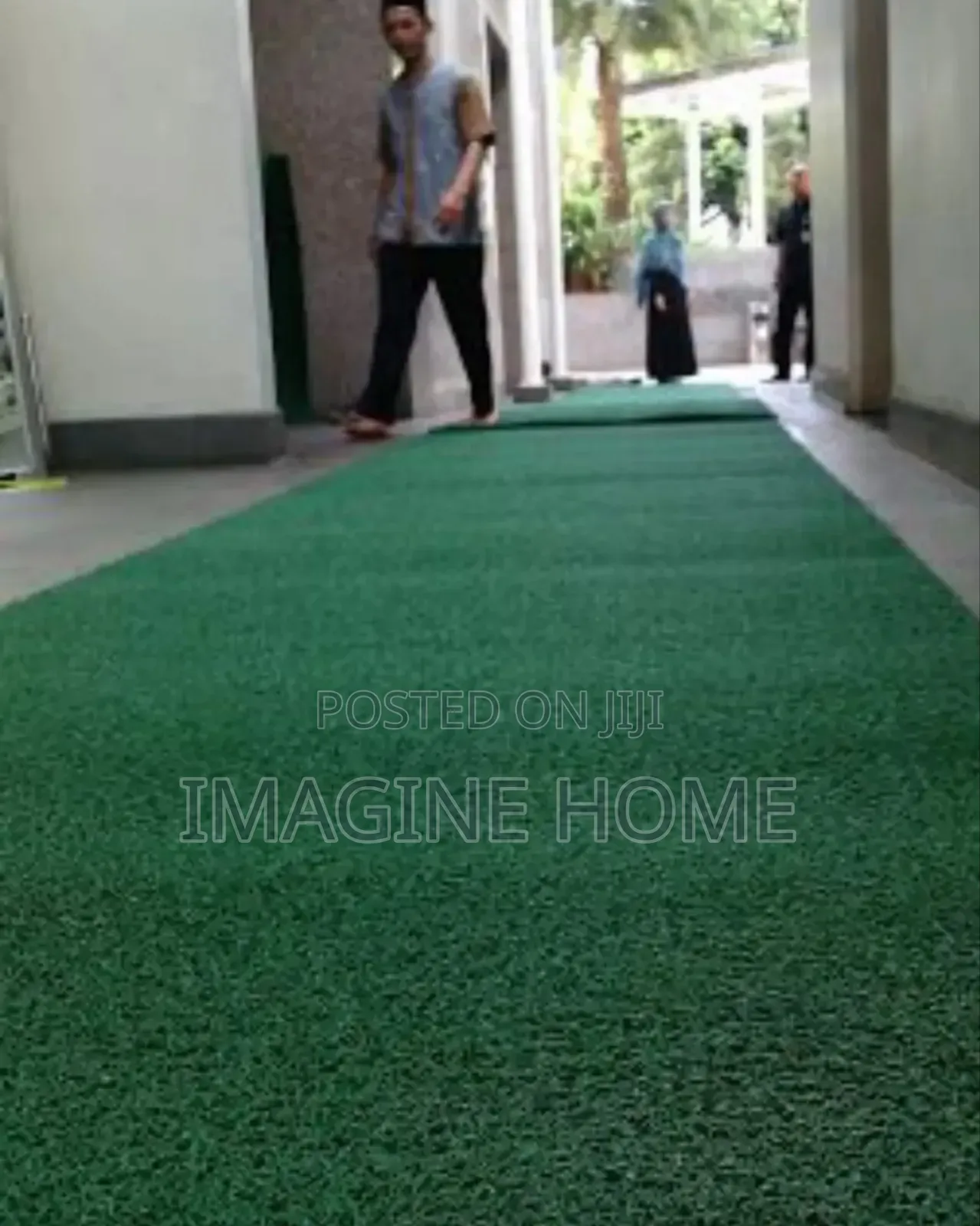 Green P.V.C Spaghetti Carpet Decor Floor