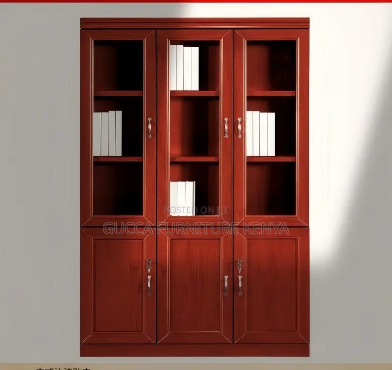 Office Cabinet:Solid Mahogany Open View Storage Wood Unit