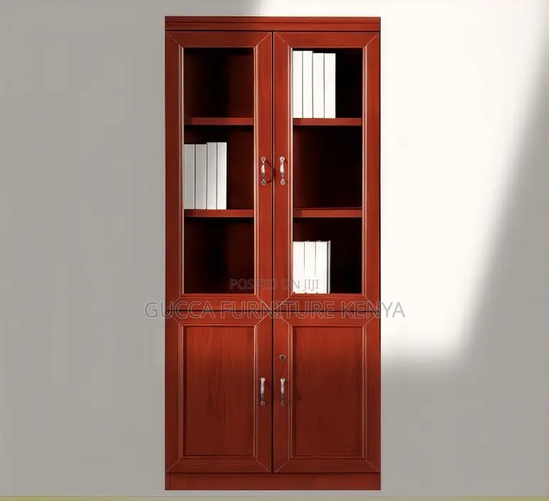 Office Cabinet:Solid Mahogany Open View Storage Wood Unit