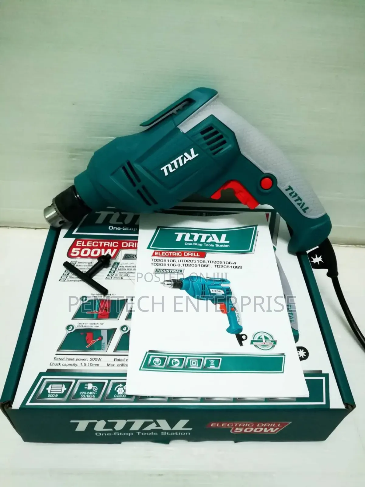 Total 500w 10mm Electric Drill Td205106e