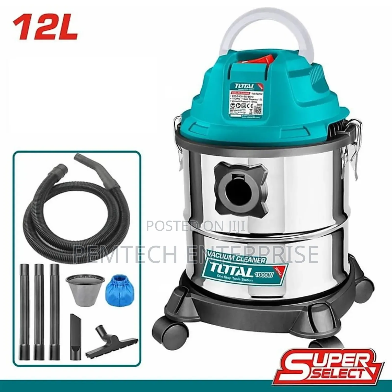 Vacuum Cleaner 12l-1000w Total Tvc12202