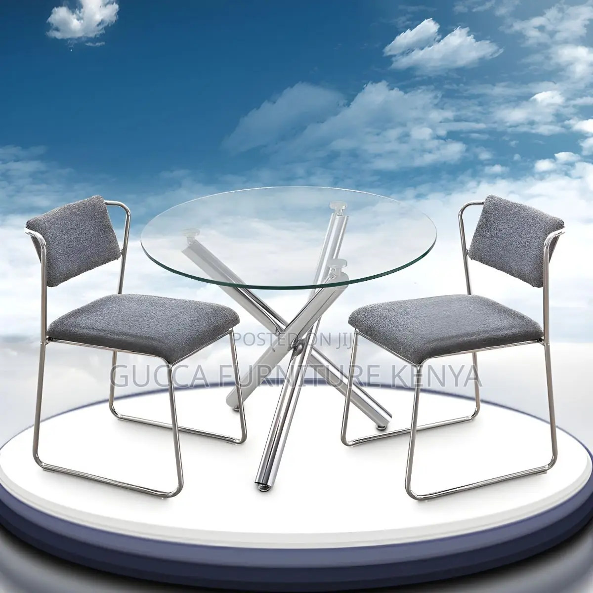 Dining Tables:Round Shape Transparent Dining Glass Table