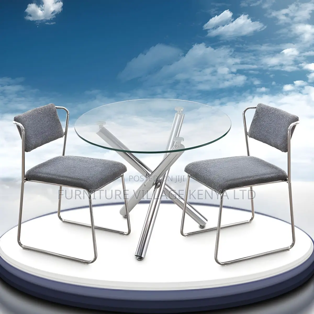 Dining Table:Elegant Transparent Round Glass Office Table