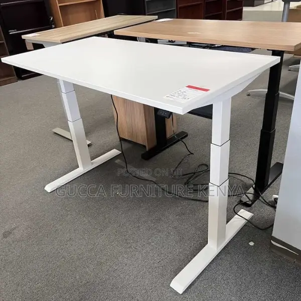 Standing Desk:120cm Steelcase White Electric Ergonomic Desk