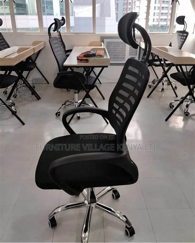 Office Chair:Sleek Mesh Office Chair With Comfort Headrest