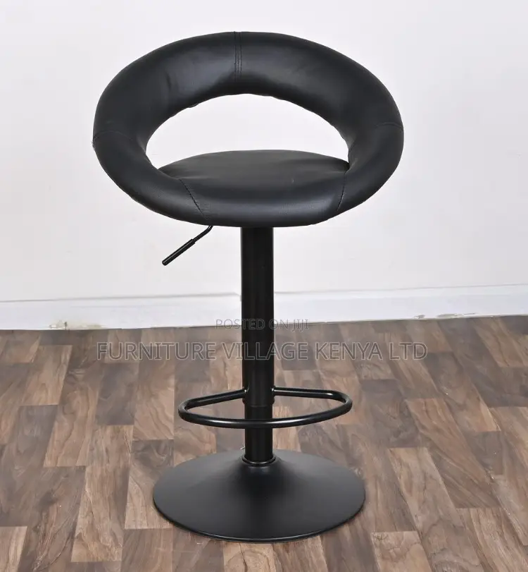 Office Stool:Upholstered Black Leather Barstyle Office Chair