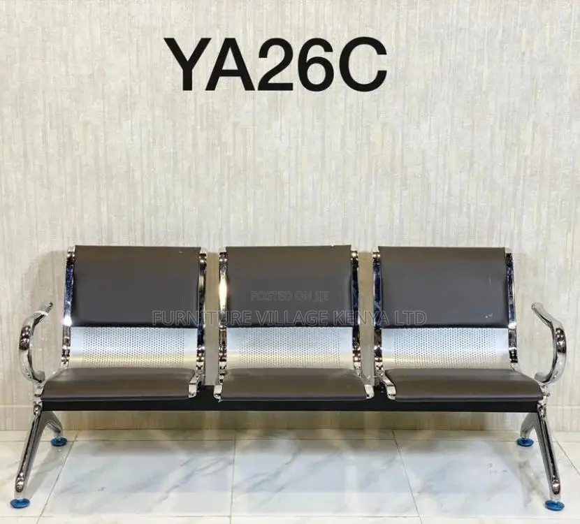 Office Bench:Leather Padded Guest Waiting Bench (3-Link)