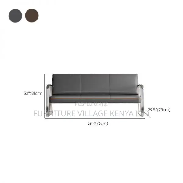 Office Sofa: Stylish Silver-Finished Metal Sofa-5 Seater