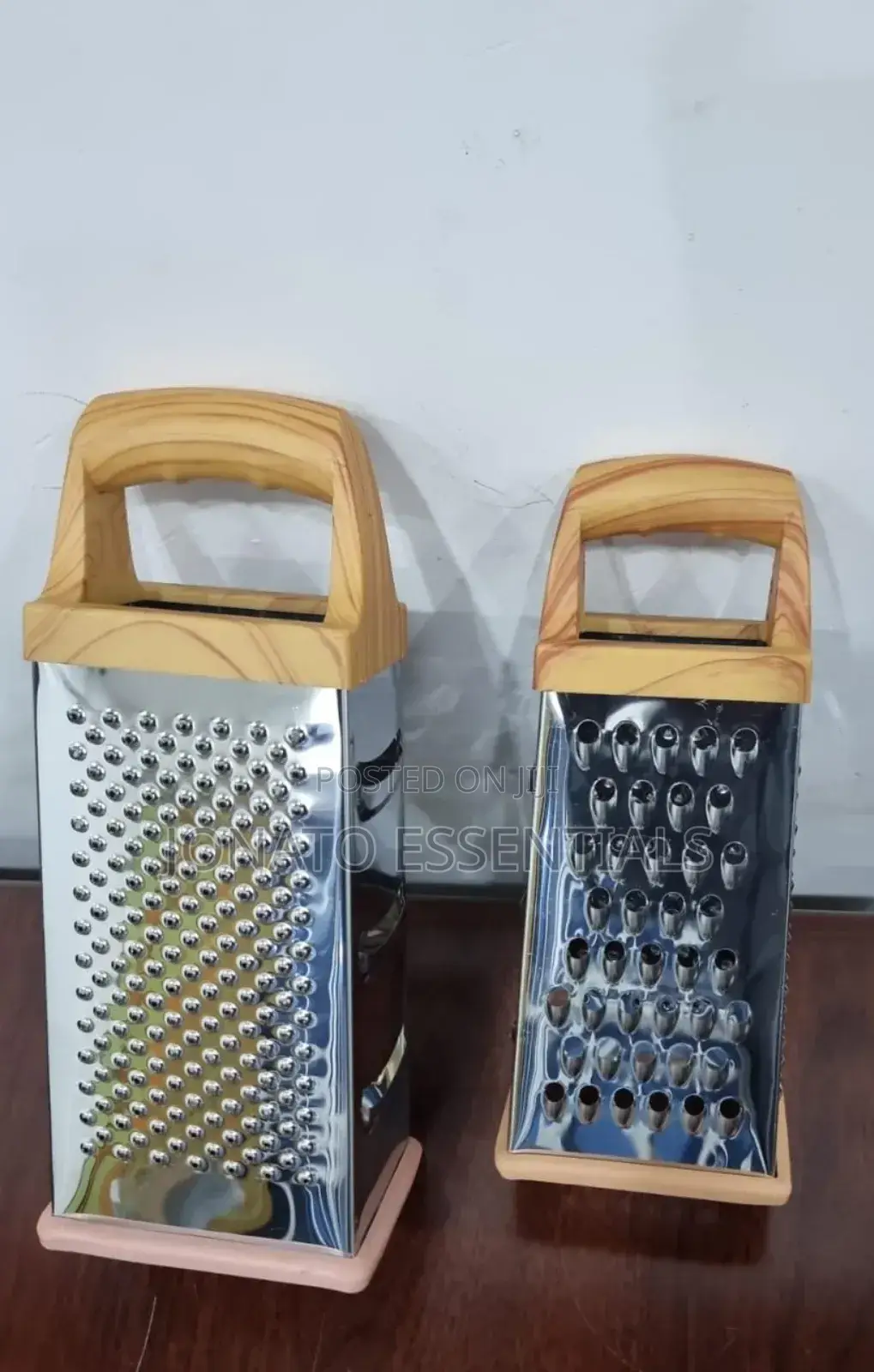 4-Sided Stainless Steel Box Grater Set With Wooden Handles