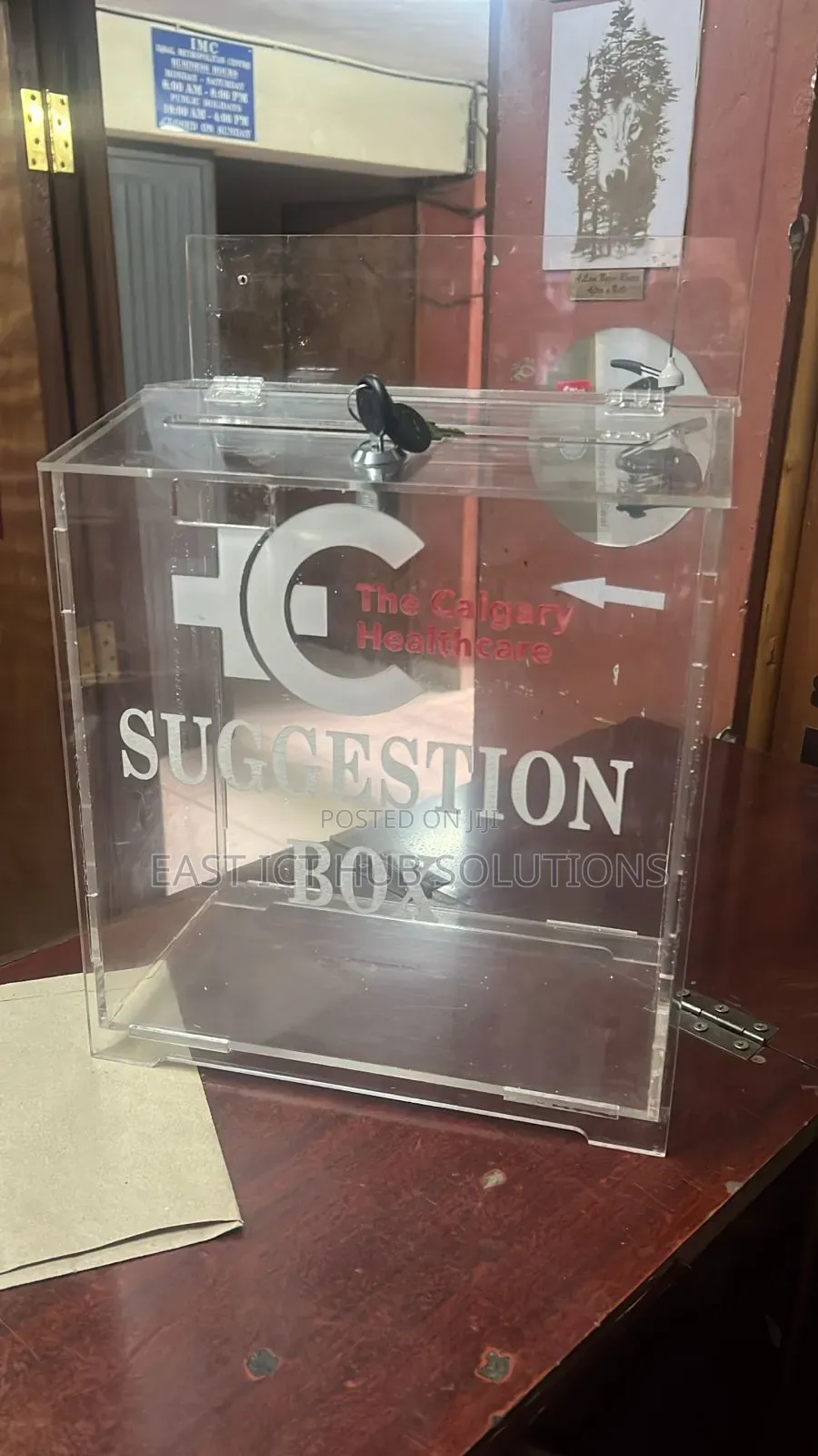 Premium Clear Suggestion Box With Lock 