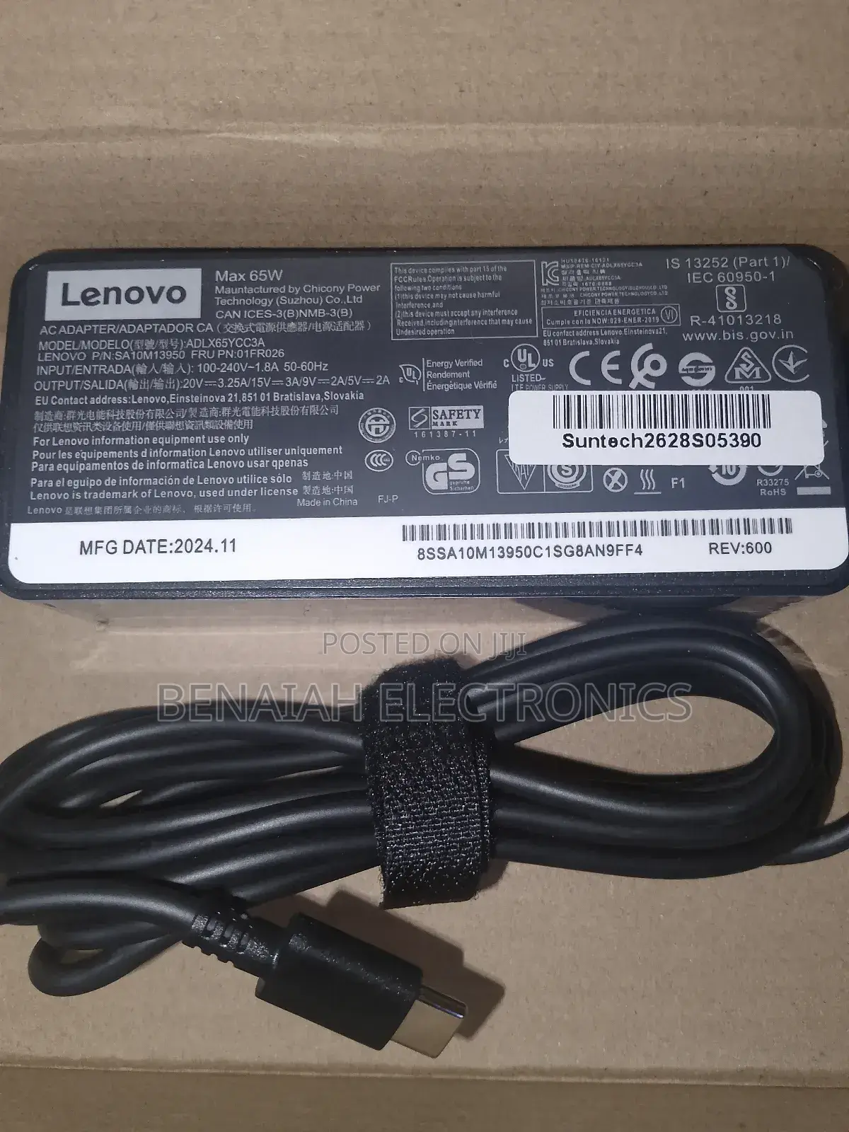 Laptop Lenovo Adapter/Charger 65 Watts Type C, Long Cable