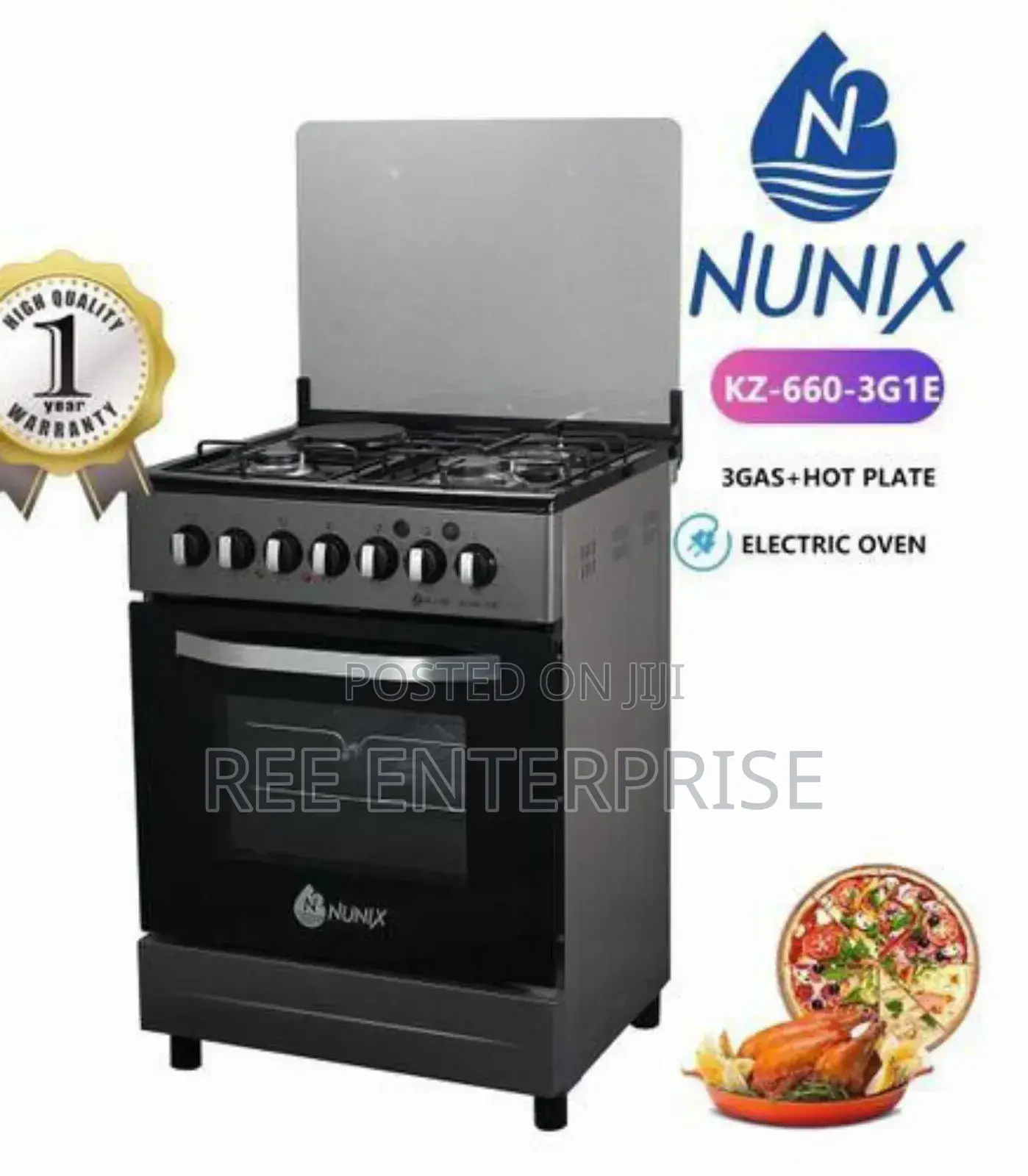 Nunix 60×60 3+1 Freestanding Cooker With Electric Oven