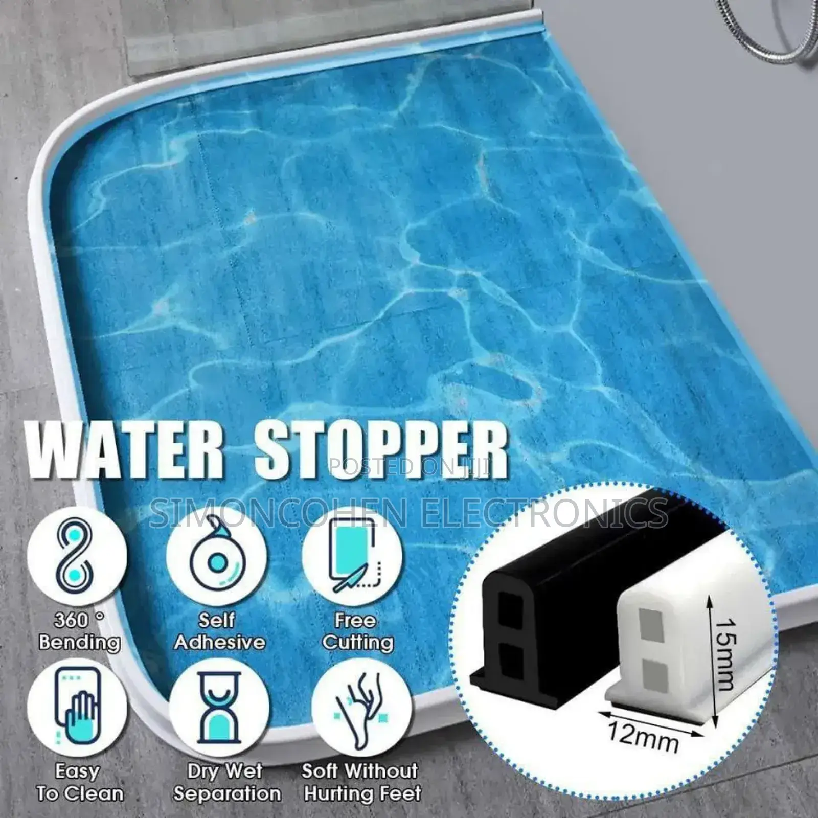 1m Silicone Bathroom Water Barrier Strip