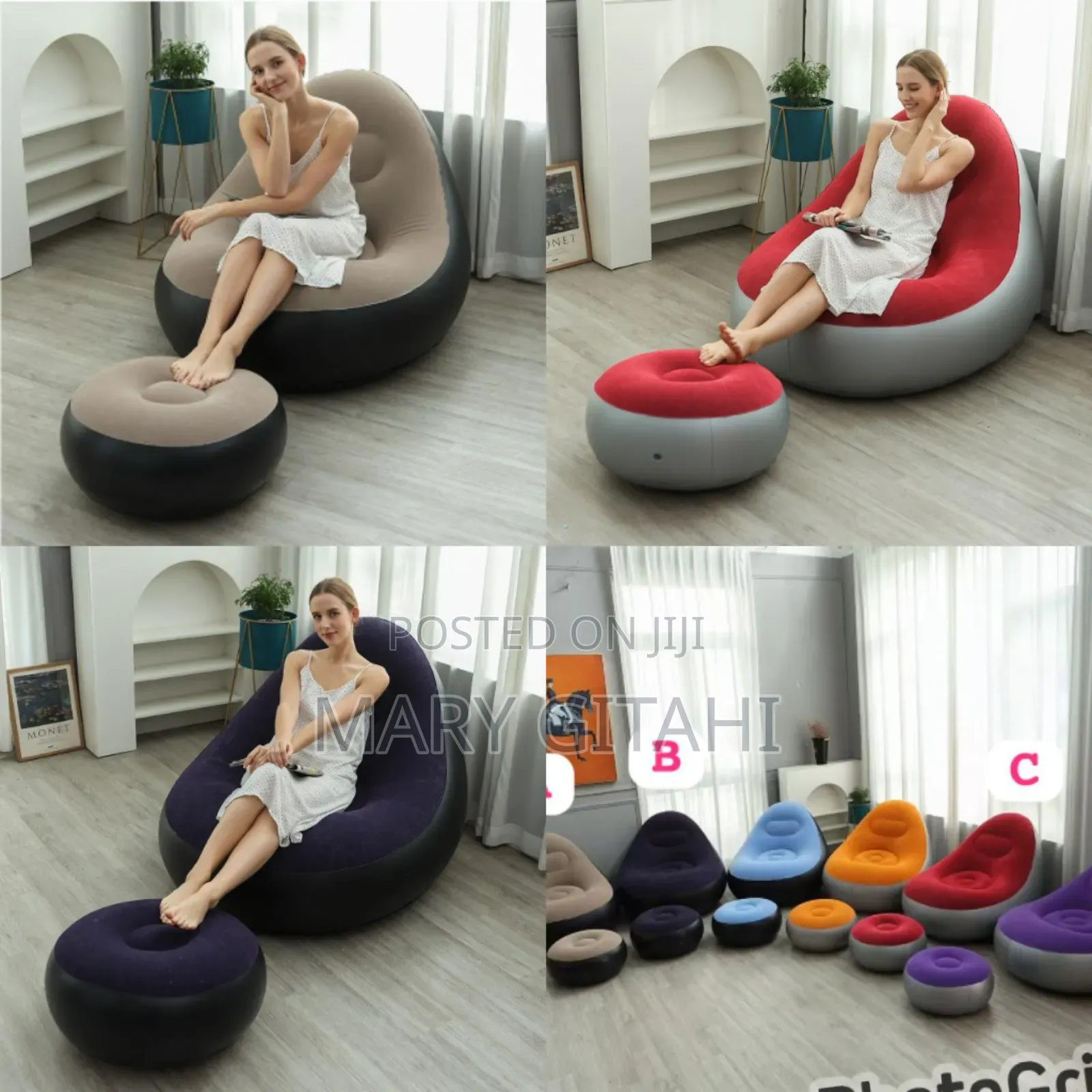 Inflatable Seat With Foot Rest Free Pump (2pcs Sets)*
