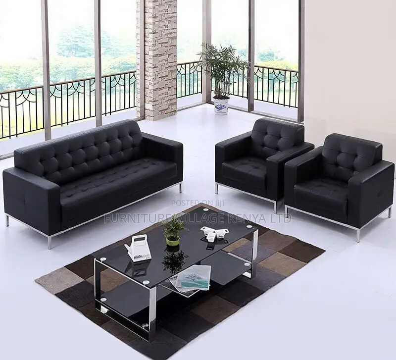 Sofa:Modern 5-Person Office Sofa Set With Durable Steel Base