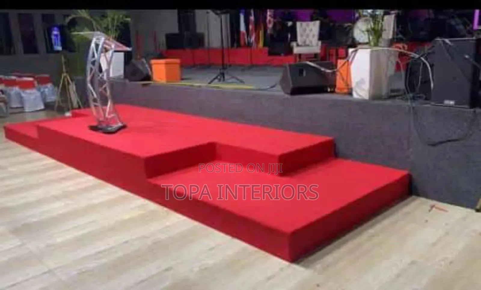 Plain Red and Grey Church Altar Floor Carpets Installation