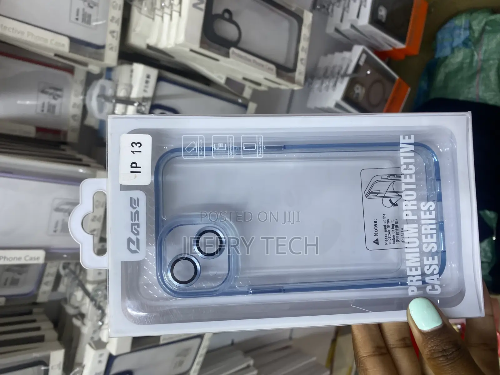 Acirika iPhone 13 New Skin Clear Case With Metal Lense-Blue