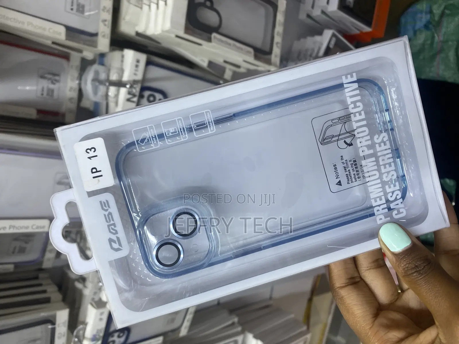 Acirika iPhone 13 New Skin Clear Case With Metal Lense-Blue