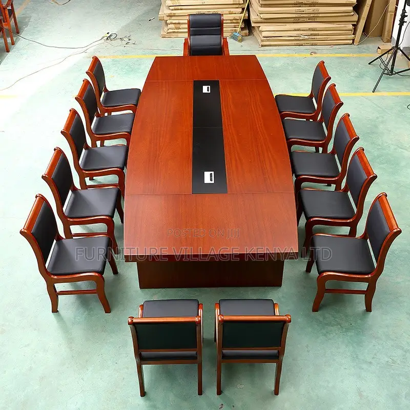 Office Table: 3-Meter Wooden Surface Meeting Mahogany Table