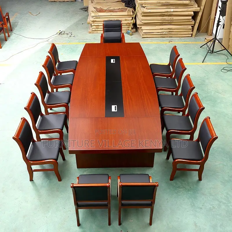 Office Table: 3-Meter Wooden Surface Meeting Mahogany Table