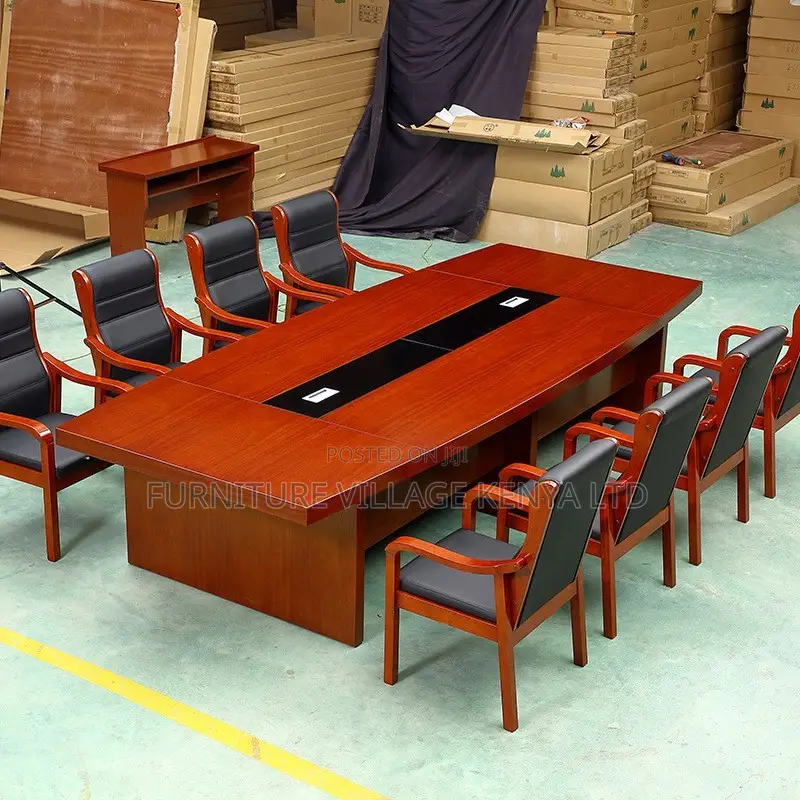 Office Table: 3-Meter Wooden Surface Meeting Mahogany Table