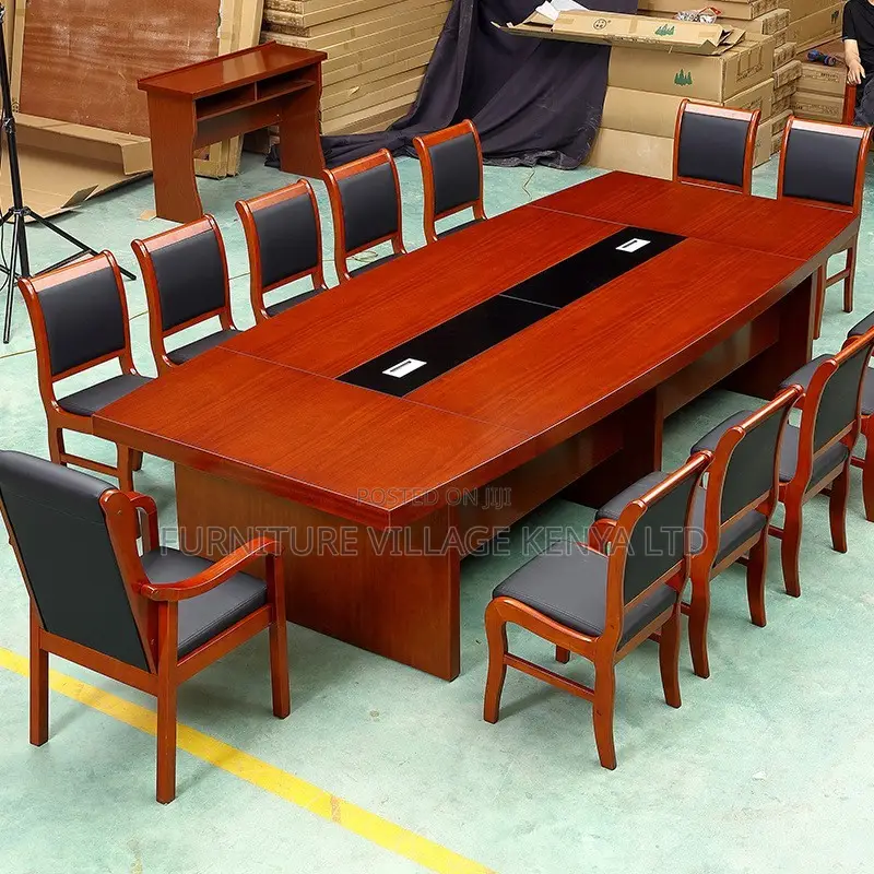 Office Table: 3-Meter Wooden Surface Meeting Mahogany Table