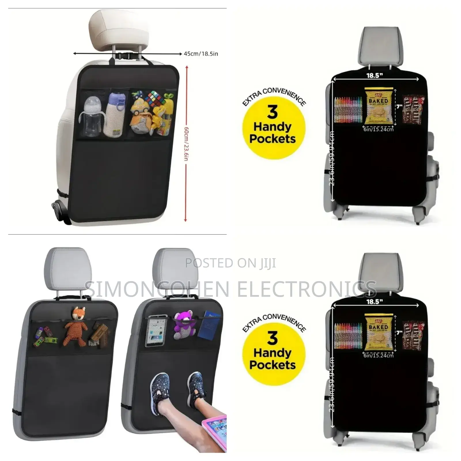 Car Seat Back Protector With Mesh Storage Compartment