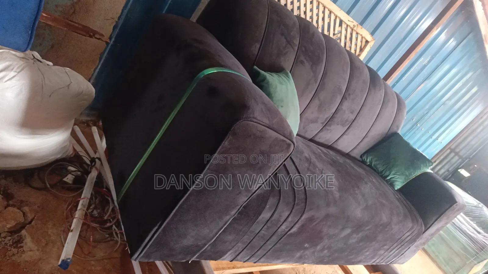 3seater Black Stripped Sofa No Sale