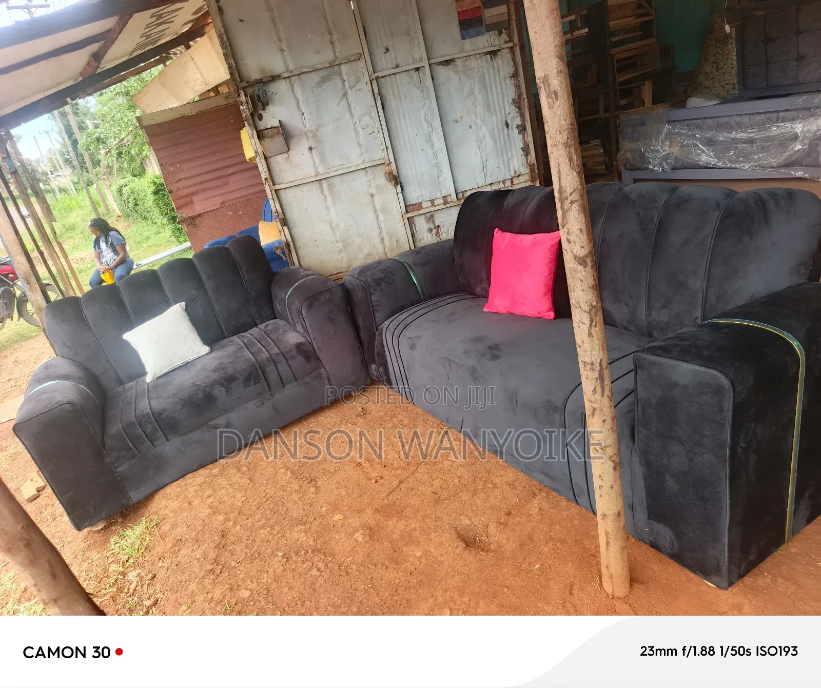 5seater Black Sofa With Arm Rings on Sale