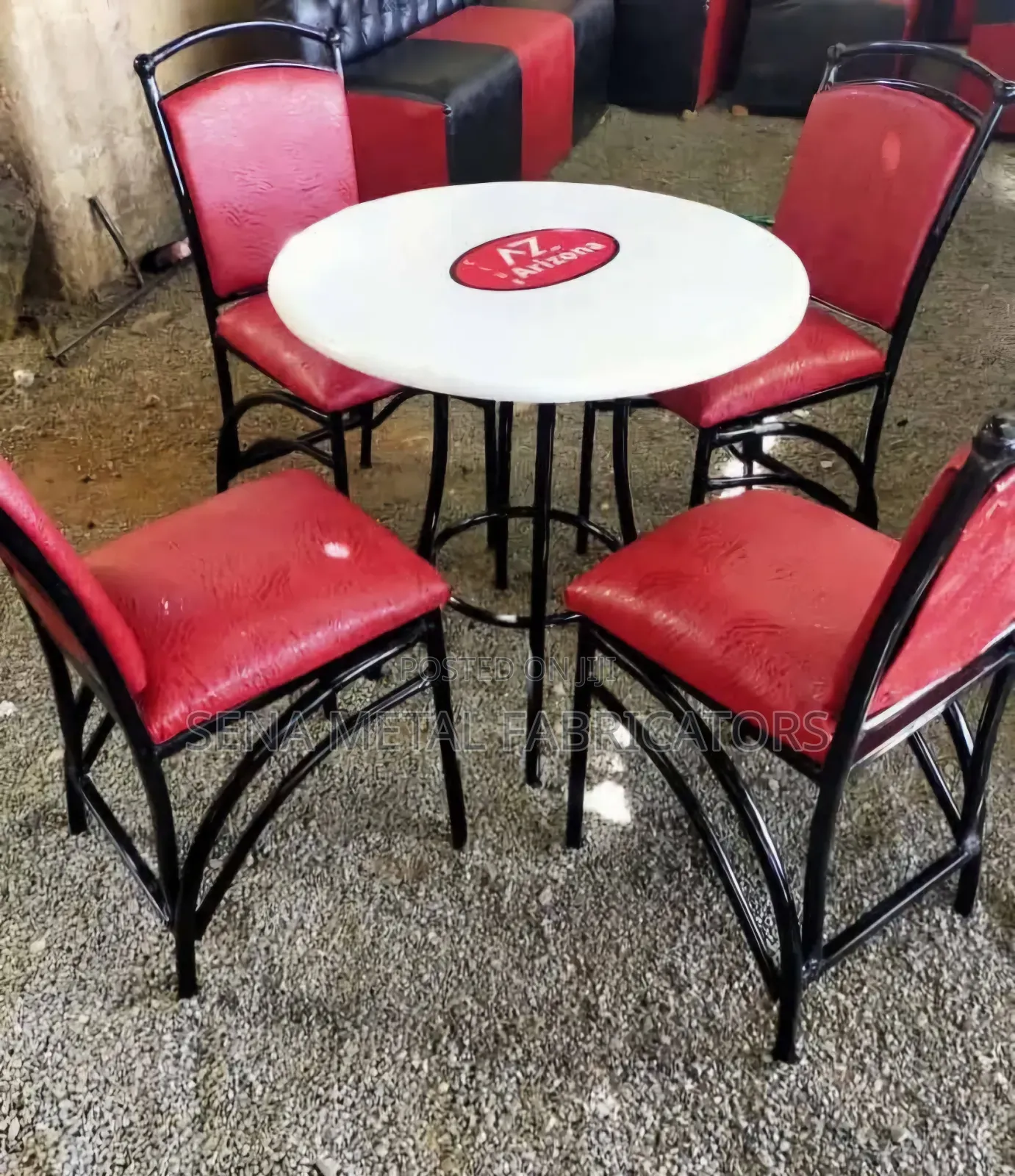 Red and White Dining Set for a Restaurant.