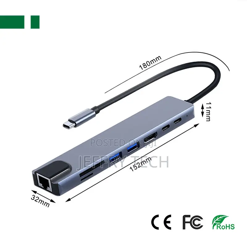 CHM-Tc801 Usb 3.1 Type-C to Hdmi+Rj45+ Usb3.0 2.0+Usb-C+Sd