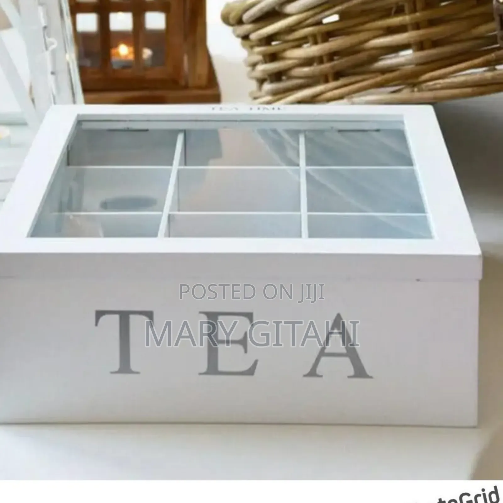 Wooden 9 Grids Tea Box Tea Bags Container Storage Box Cases