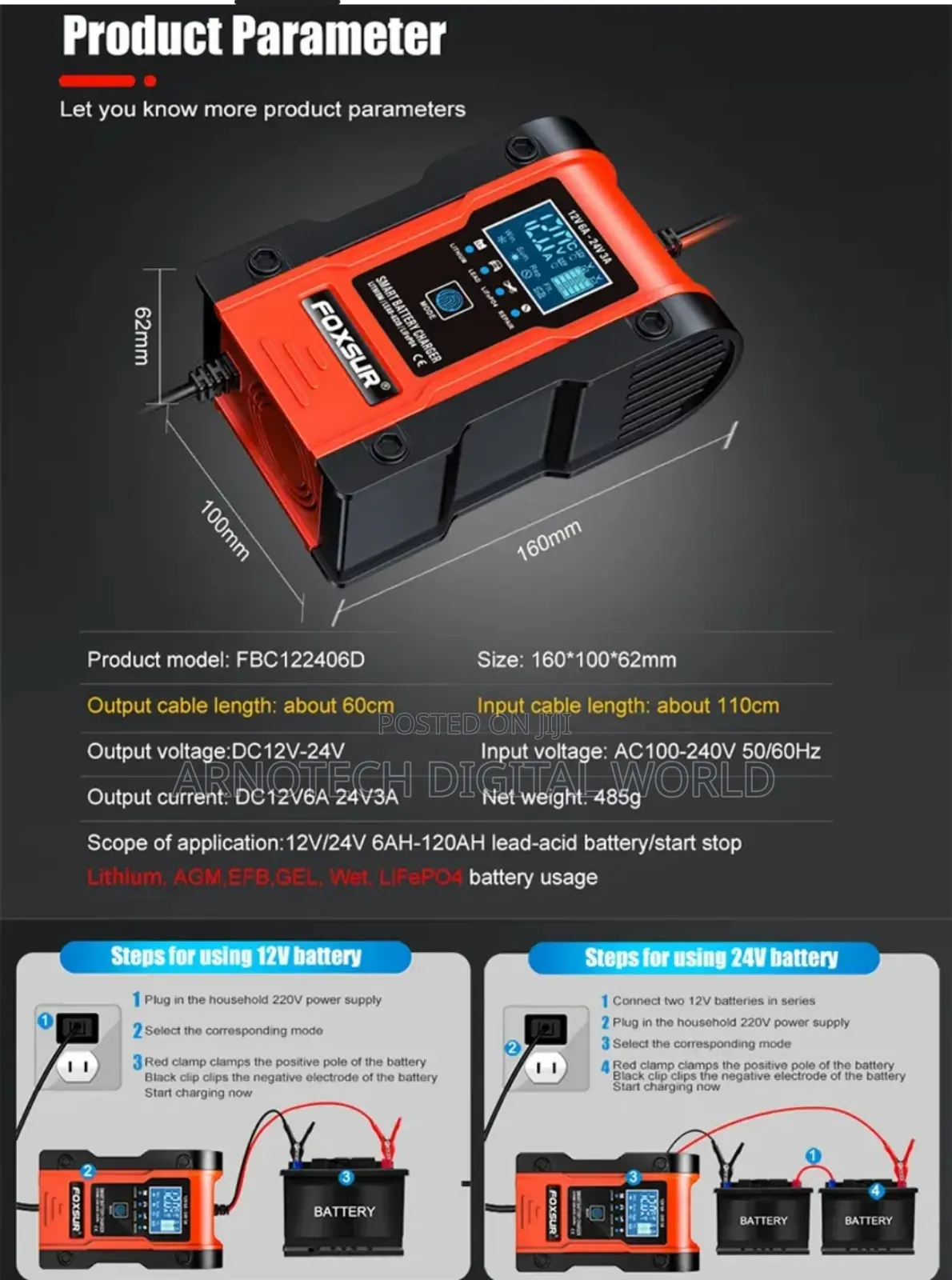 12/24v Smart Universal Battery Charger/ Repairer