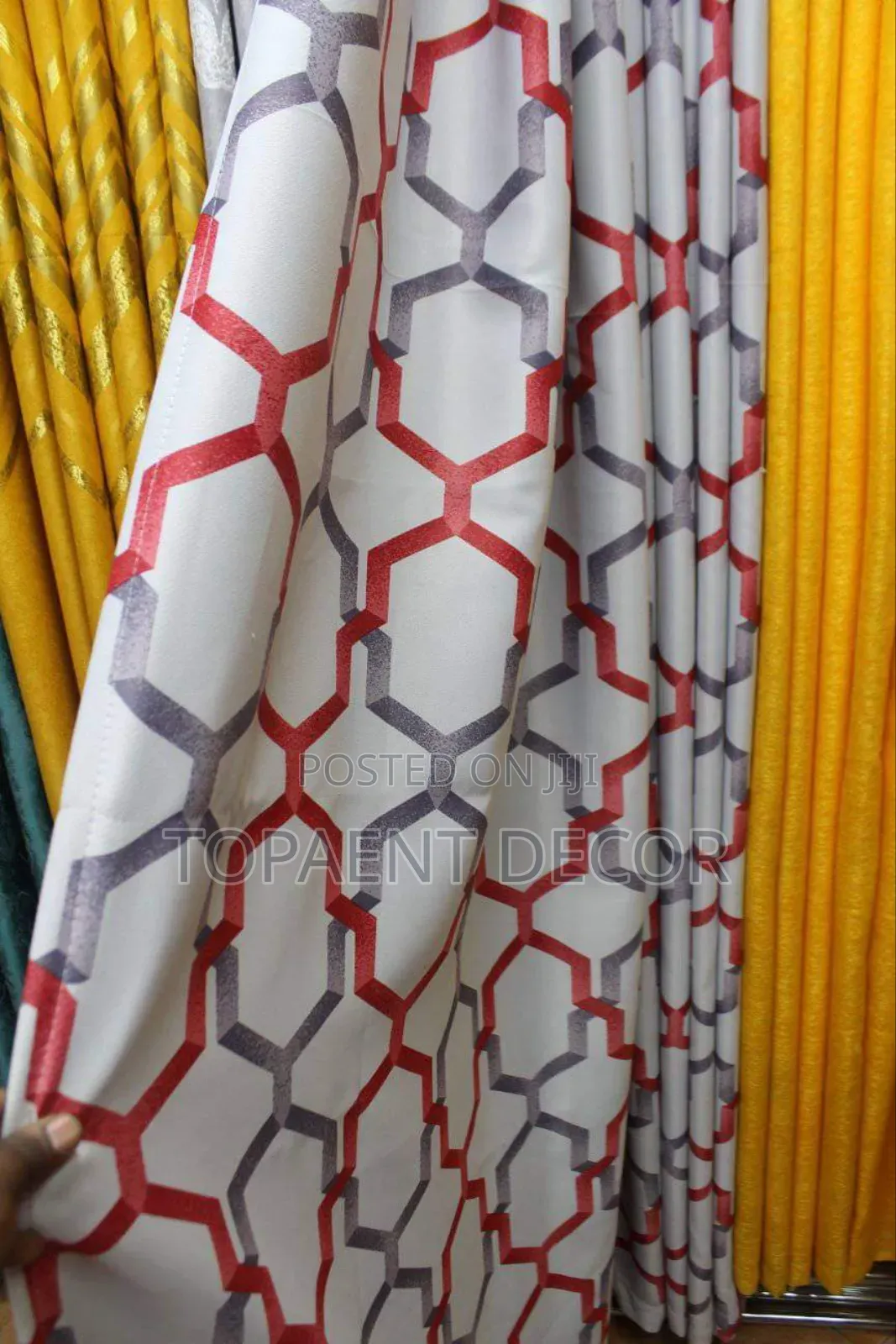 Red and Grey Spotless Elegant Window Curtains